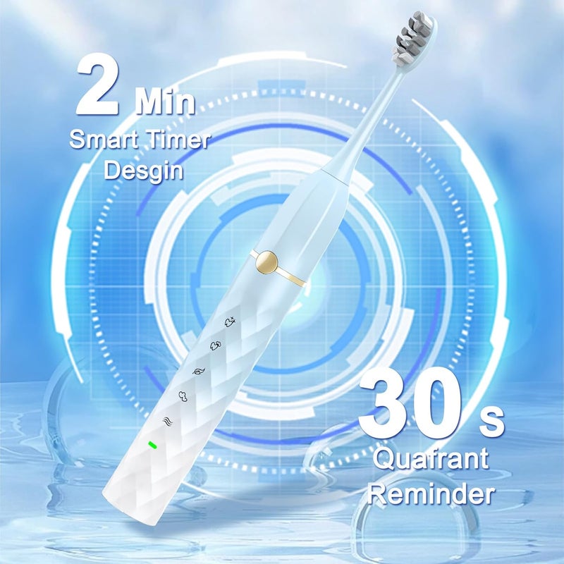 Seapeoa Electric Toothbrush Set, Equipped with 10 Brush Heads and Travel case, IPX8 Waterproof, 2-Minute Timer, 42000 high-Frequency Vibrations, 5 Modes, The First Choice for Gift Giving - Image 4